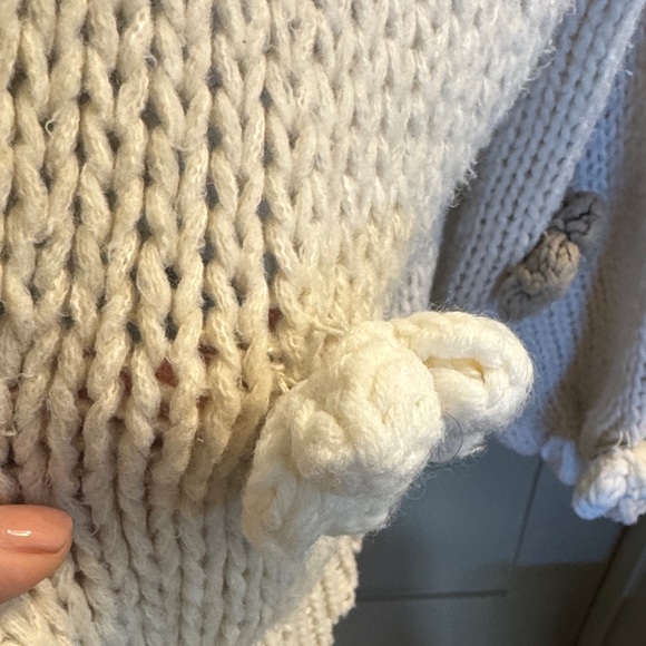 Anthropology Maeve Cream Knit Cardigan with Floral Details - Picture 4 of 9